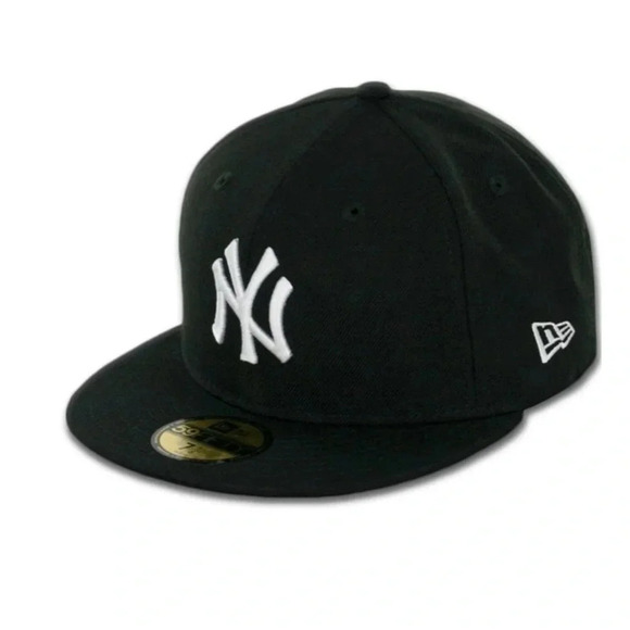 New Era 59Fifty Hat MLB Basic NY Yankees Black/White Fitted Baseball Cap (6 7/8) - Picture 1 of 5